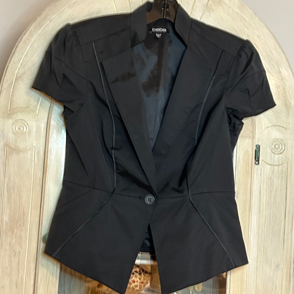 Bebe Seamed Black Fitted Jacket, Size 10, Brand New Without Tags